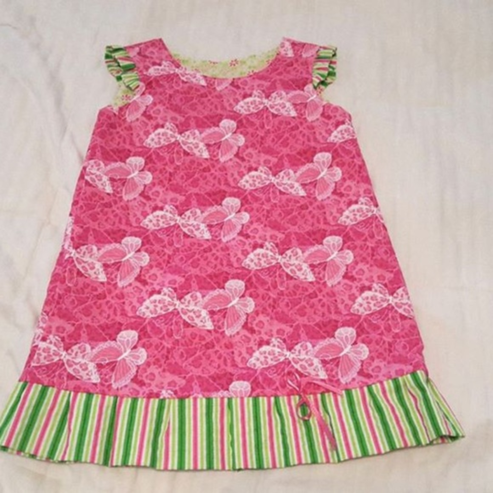 Girls Boutique Dress 5 6 Butterfly Flowers Pink S